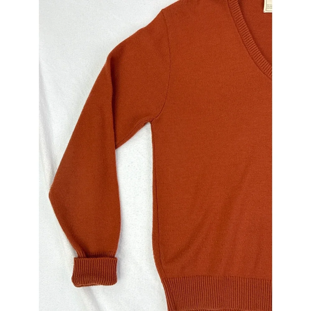 Vintage‎ Lord Jeff Mens V-Neck Sweater Rust Brown Acrylic Wool Blend USA Medium
